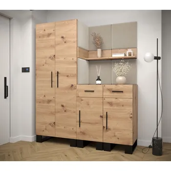 Předsíňová stěna Předsíňová sestava RUMIE 7 - dub artisan, béžové panely