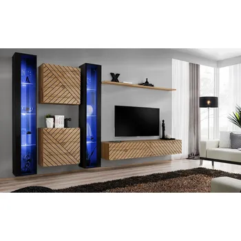 Obývací stěna Obývací stěna RIONATA 16 - černá / dub wotan