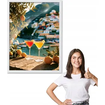 Obraz Obraz s rámem vzor LETNÍ DRINKY + bílý rámeček 50x70 do kuchyně, jídelny