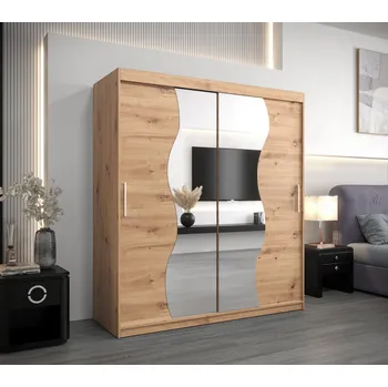Šatní skříň Skříň s posuvnými dveřmi REGINA - šířka 180 cm, dub artisan