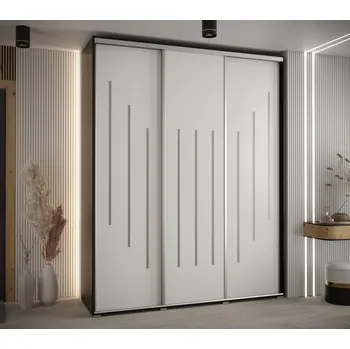 Šatní skříň Šatní skříň YVONA 8 - 200/45 cm, černá / bílá / stříbrná