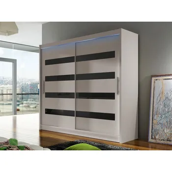 Šatní skříň Šatní skříň 180 cm s posuvnými dveřmi a LED osvětlením FLORENCIO 11 - černá / kašmír