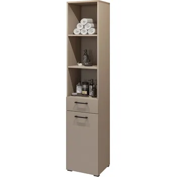 Koupelnový nábytek Vysoká koupelnová skříňka TRISS s košem na prádlo - congo / dub