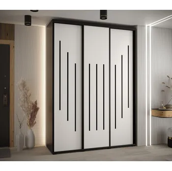 Šatní skříň Šatní skříň ASIRI 8 - 180/60 cm, černá / bílá / černá