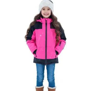 Dívčí bunda Dívčí zimní bunda s kožíškovou podšívkou a odepínací kapucí BU616 růžová/ černá Velikost: 104/110, Barva: Růžová