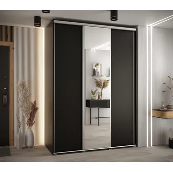 Šatní skříň Šatní skříň YVONA 3 - 180/60 cm, černá / stříbrná