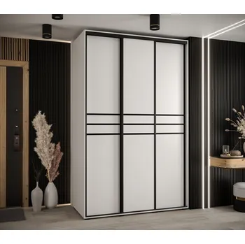 Šatní skříň Šatní skříň YVONA 10 - 150/60 cm, bílá / černá