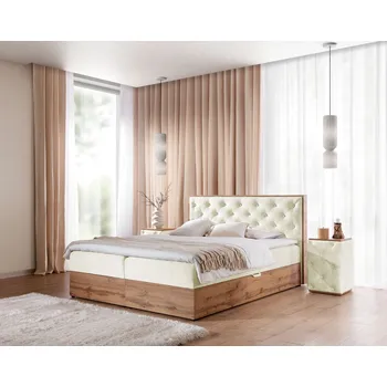 Postel Kontinentální postel 160x200 CHANTELLE 10 - dub wotan / ecru + topper ZDARMA