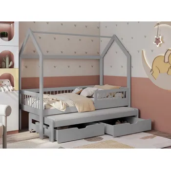 Dětská postel Dětská postel domeček s přistýlkou 80x180 DABI - šedá