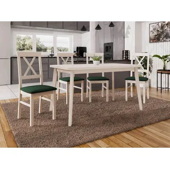 Jídelní stůl Jídelní sestava s rozkládacím stolem 4+1 ADELBITE 12 - kašmír / zelená