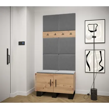 Předsíňová stěna Předsíňová sestava RUMIE 4 - dub artisan, šedé panely