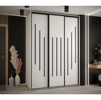 Šatní skříň Šatní skříň YVONA 8 - 180/60 cm, bílá / černá