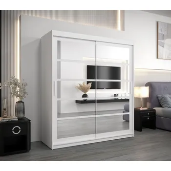 Šatní skříň Skříň s posuvnými dveřmi DANIELA - šířka 180 cm, bílá