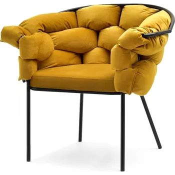 Křeslo Designové čalouněné křeslo BARTOL - medové / černé