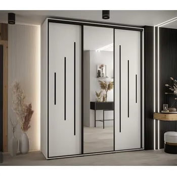 Šatní skříň Šatní skříň YVONA 13 - 190/45 cm, bílá / černá