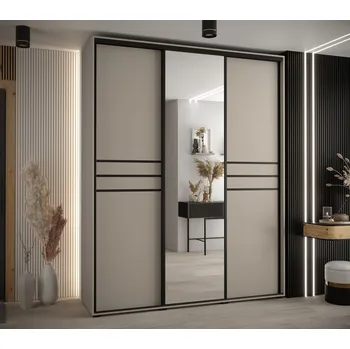 Šatní skříň Šatní skříň INDIRA 11 - 200/45 cm, kašmír / černá