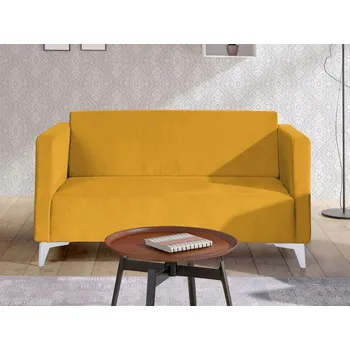 Pohovka Dvoumístná pohovka SIMON - žlutá / nožičky bílý lesk