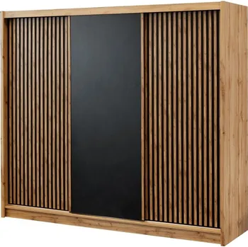 Šatní skříň Třídveřová šatní skříň 250 ALODIE - dub wotan / černá