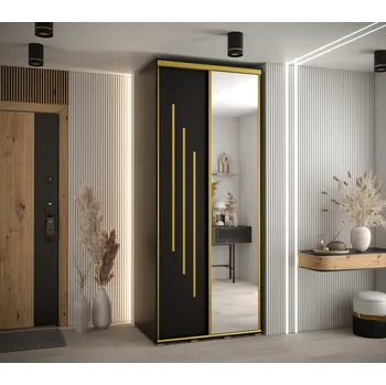 Šatní skříň Šatní skříň YVONA 9 - 120/60 cm, černá / zlatá