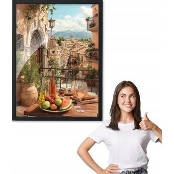 Obraz Obraz s rámem, motiv ITALSKÉ MĚSTEČKO + černý rámeček 40x50 do kuchyně