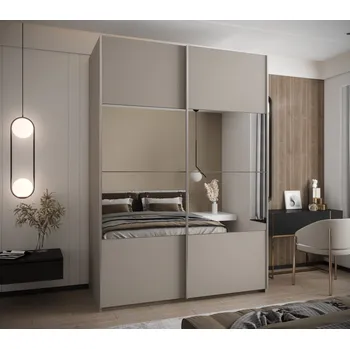 Šatní skříň Dvoudveřová skříň SAMARA 4 - 170 cm, kašmír / stříbrná