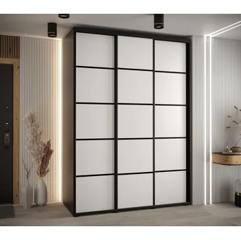 Šatní skříň Šatní skříň ASIRI 4 - 170/60 cm, černá / bílá / černá