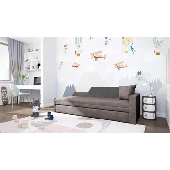 Pohovka Rozkládací pohovka s úložným prostorem BUFFY - šedá / šedá, pravá opěrka