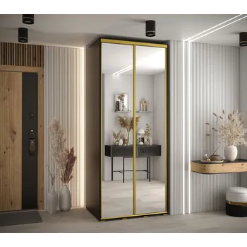 Šatní skříň Šatní skříň YVONA 2 - 110/60 cm, černá / zlatá