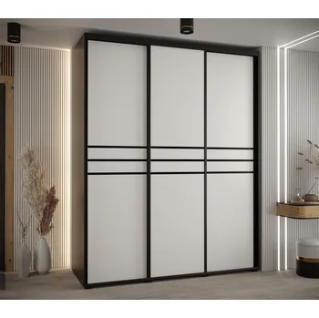 Šatní skříň Šatní skříň YVONA 10 - 200/60 cm, černá / bílá / černá