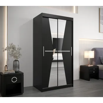 Šatní skříň Šatní skříň se zrcadly MILANA - šířka 100 cm, černá