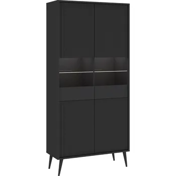 Policová skříň Prosklená vitrína do obýváku JEWETT - antracitová