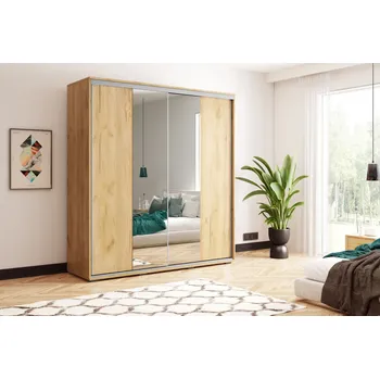 Šatní skříň Šatní skříň 175/215 JESICCA se zrcadlem - dub craft zlatý