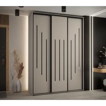 Šatní skříň Šatní skříň INDIRA 8 - 180/60 cm, kašmír / černá