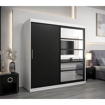 Šatní skříň Šatní skříň DENISA - šířka 200 cm, bílá / černá