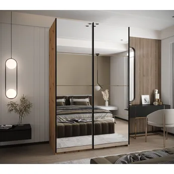 Šatní skříň Dvoudveřová skříň SAMARA 2 - 150 cm, dub artisan / černá