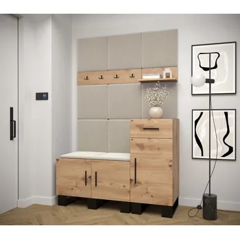 Předsíňová stěna Předsíňová sestava RUMIE 5 - dub artisan, béžové panely
