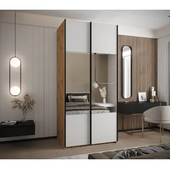 Šatní skříň Dvoudveřová skříň SAMARA 4 - 100 cm, dub artisan / bílá / černá