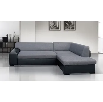 Sedací souprava Rohová sedací souprava VALTRUDA - černá eko kůže / šedá, pravý roh