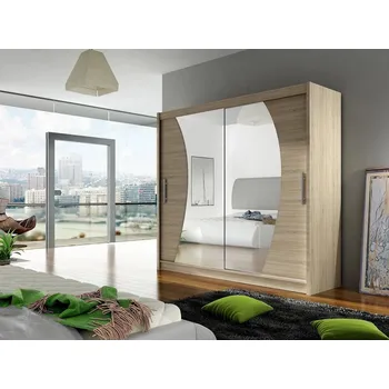 Šatní skříň Zrcadlová velká šatní skříň 180 cm FLORENCIO 9 - dub sonoma