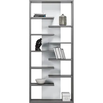 regál Úzký regál MANKATO - šedý / lesklý bílý