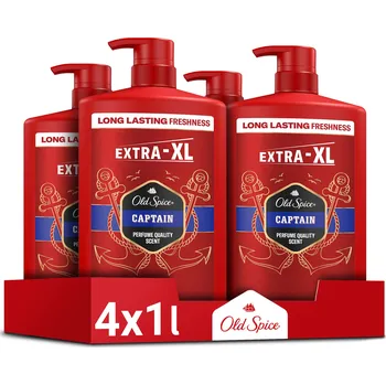 Sprchový gel Old Spice Captain Pánský tekutý přípravek do koupele, Sprchový gel a šampon 3v1, 4x1 l