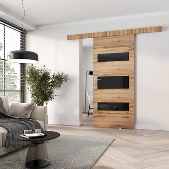 Interiérové dveře Posuvné dveře BARRET 4 - 76 cm, dub wotan / černé