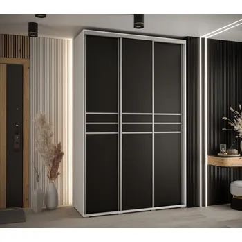 Šatní skříň Šatní skříň YVONA 10 - 160/45 cm, bílá / černá / stříbrná