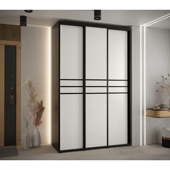Šatní skříň Šatní skříň ASIRI 10 - 150/60 cm, černá / bílá / černá