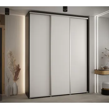 Šatní skříň Šatní skříň YVONA 1 - 190/45 cm, černá / bílá / stříbrná