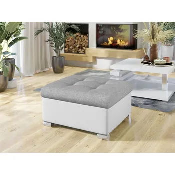 Taburet Taburetka do obýváku NELLI 1 - bílá ekokůže / šedá 1