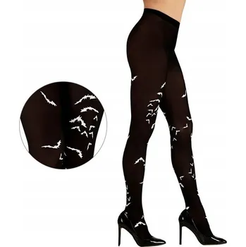 Dámské punčochy PUNČOCHÁČE tmavé černé NETOPÝŘI halloween M/L