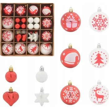 Vánoční ozdoba Sada vánočních ozdob 40 pcs Červená a Bílá