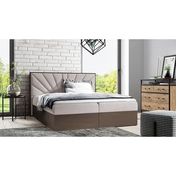 Postel Kontinentální postel 180x200 CHANTELLE 7 - tmavý dub / béžová + topper ZDARMA