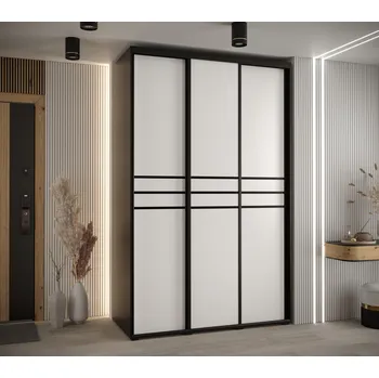 Šatní skříň Šatní skříň YVONA 10 - 150/60 cm, černá / bílá / černá